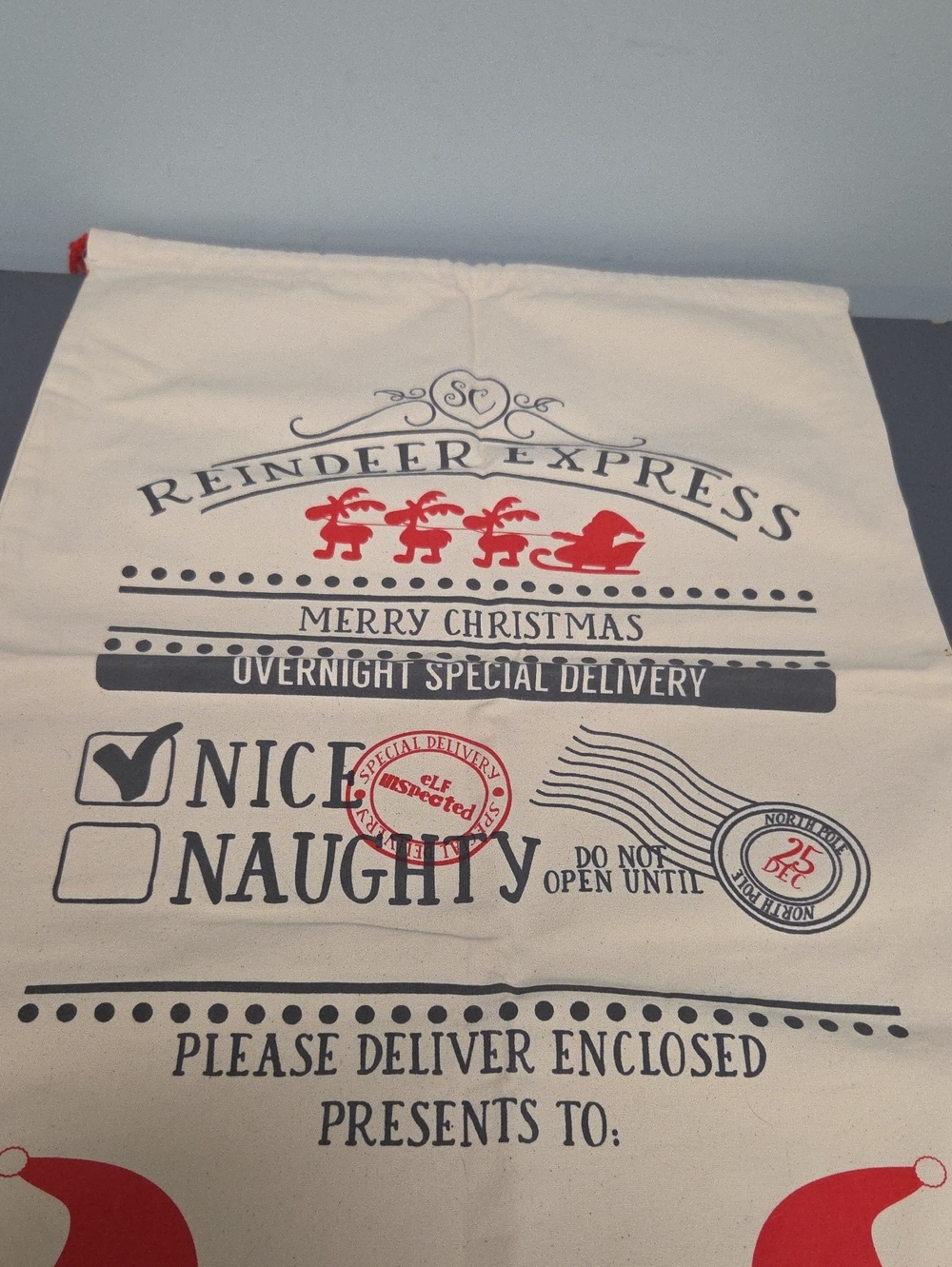 Reindeer Express Kids Holiday Pajama Sleep Sack - Cream & Red